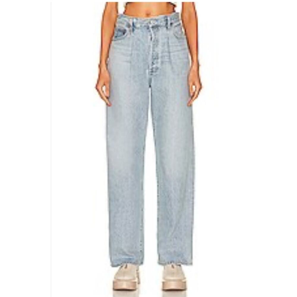 AGOLDE Fold Waistband High Rise Straight Leg Light Blue Women's Size‎ 23 (26x29)